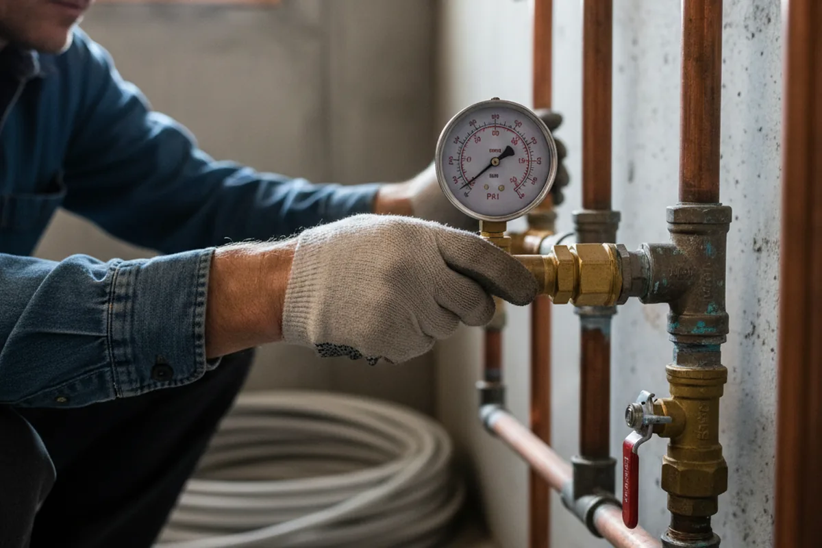 Pressure testing a repaired line during Water Line Repair in Schriever